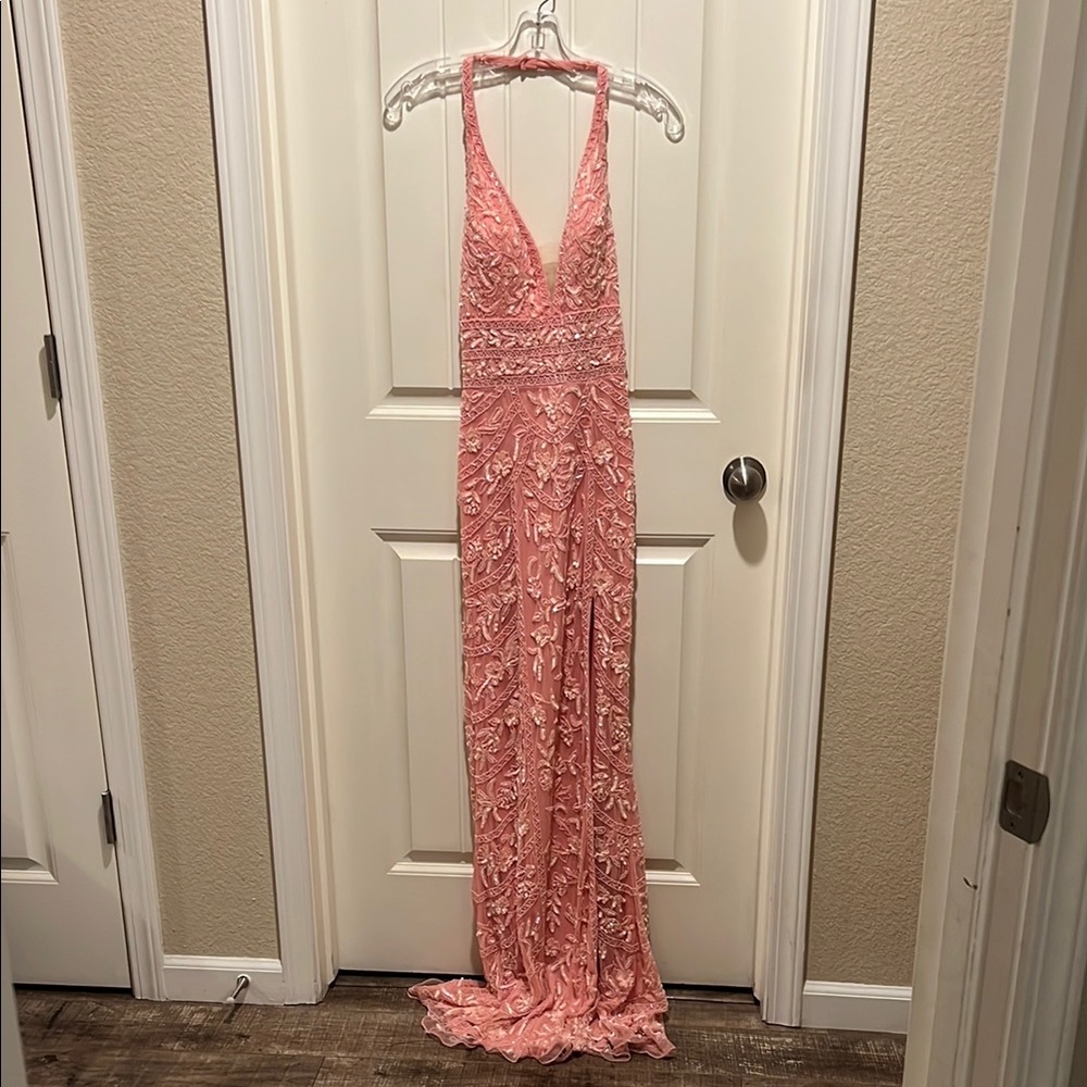 Elegant Pink Lace Gown